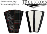 TAN STITCH RED TARTAN 2X SEAT BELT TALL COVERS FOR VW CADDY MK4 2016-2021