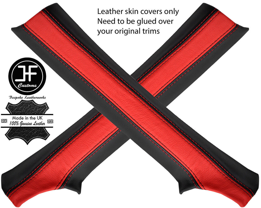 BLACK & RED STRIPE 2X A POST PILLAR LEATHER COVERS FOR DODGE VIPER 2003-2010