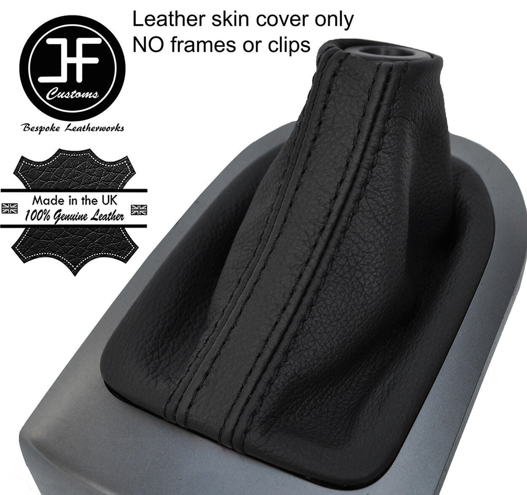 BLACK & BLACK STRIPE TOP GRAIN LEATHER MANUAL GEAR GAITER FITS KIA RIO 11-16
