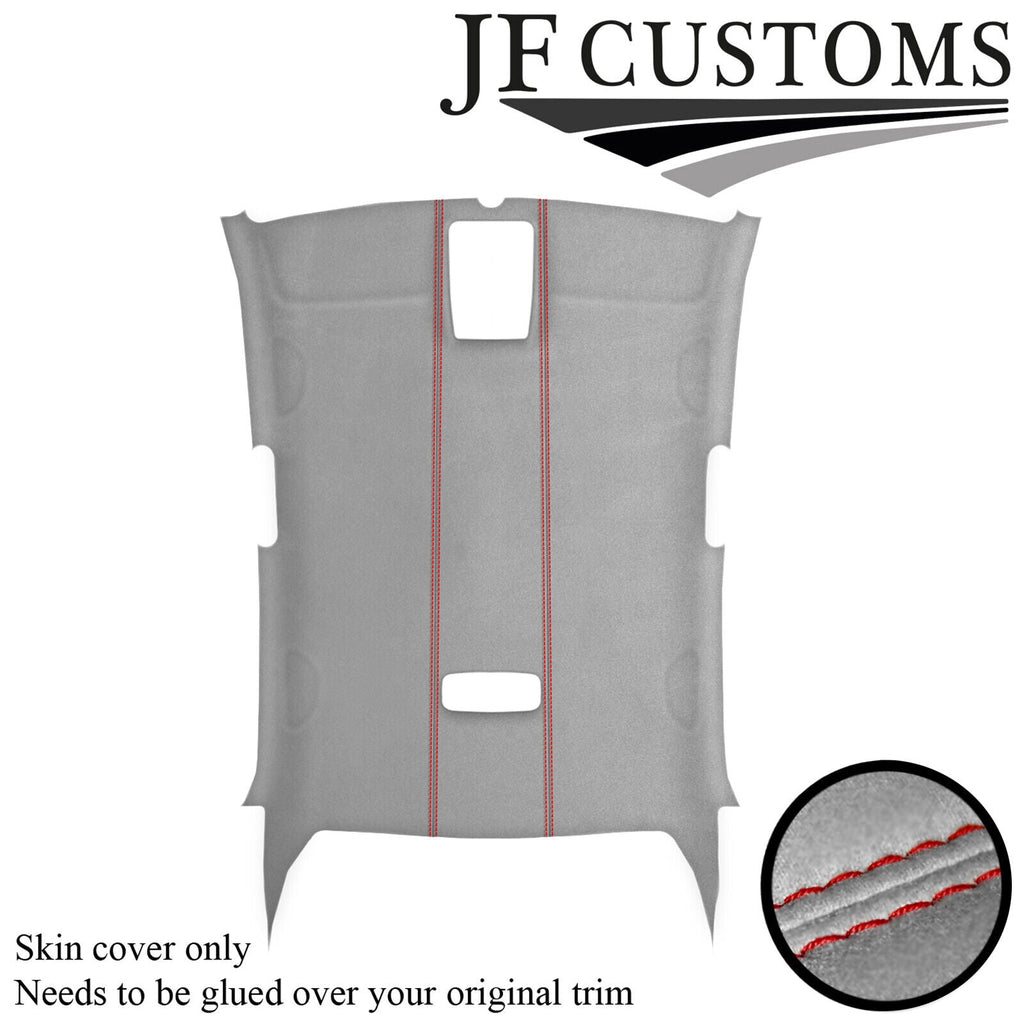 RED STITCH L GREY SUEDE ROOF HEADLINER COVER FOR VW JETTA MK5 05-19 5DR
