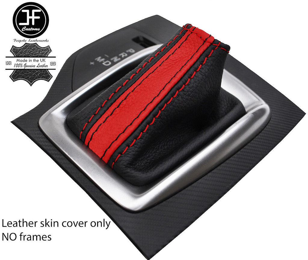 BLACK & RED STRIPE REAL LEATHER AUTO AUTOMATIC GEAR GAITER FITS MAZDA 3 14-17