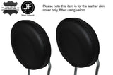 BLACK STITCHING 2X FRONT HEADREST LEATHER SKIN COVER FITS FIAT 500 2007-2015