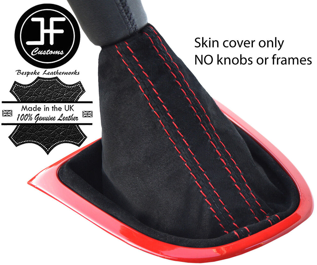 RED STITCHING REAL SUEDE MANUAL GEAR GAITER FITS RENAULT CLIO 2012-2016