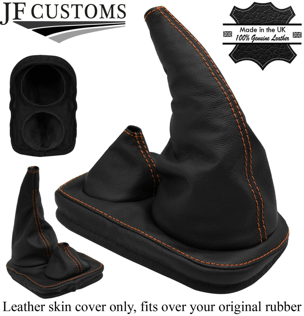 ORANGE STITCH FULL LEATHER GEAR GAITER FOR DEFENDER 83-06 OVER RUBBER STYLE 2