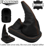 ORANGE STITCH FULL LEATHER GEAR GAITER FOR DEFENDER 83-06 OVER RUBBER STYLE 2