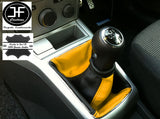 BLACK YELLOW FITS OPEL VAUXHALL ASTRA H MK5 MKV STICK GEAR GAITER LEATHER