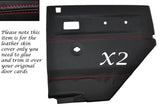 RED STITCH 2X REAR DOOR CARDS LEATHER COVERS FITS LAND ROVER DEFENDER 07-14
