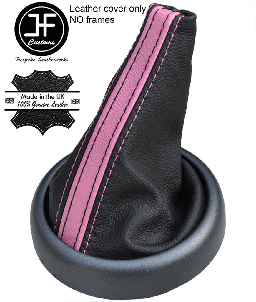 BLACK PINK STRIPE TOP GRAIN LEATHER GEAR GAITER FOR BMW MINI R50 R52 R53 01-06