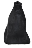 BLACK STITCH  FITS SAAB 93 9-3 SS 2003+ GEAR GAITER REAL BLACK SUEDE CUSTOM NEW