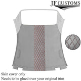 DSG2 D RED STITCH L GREY LUXE SUEDE HEADLINER COVER FOR BMW E46 CONVERTIBLE