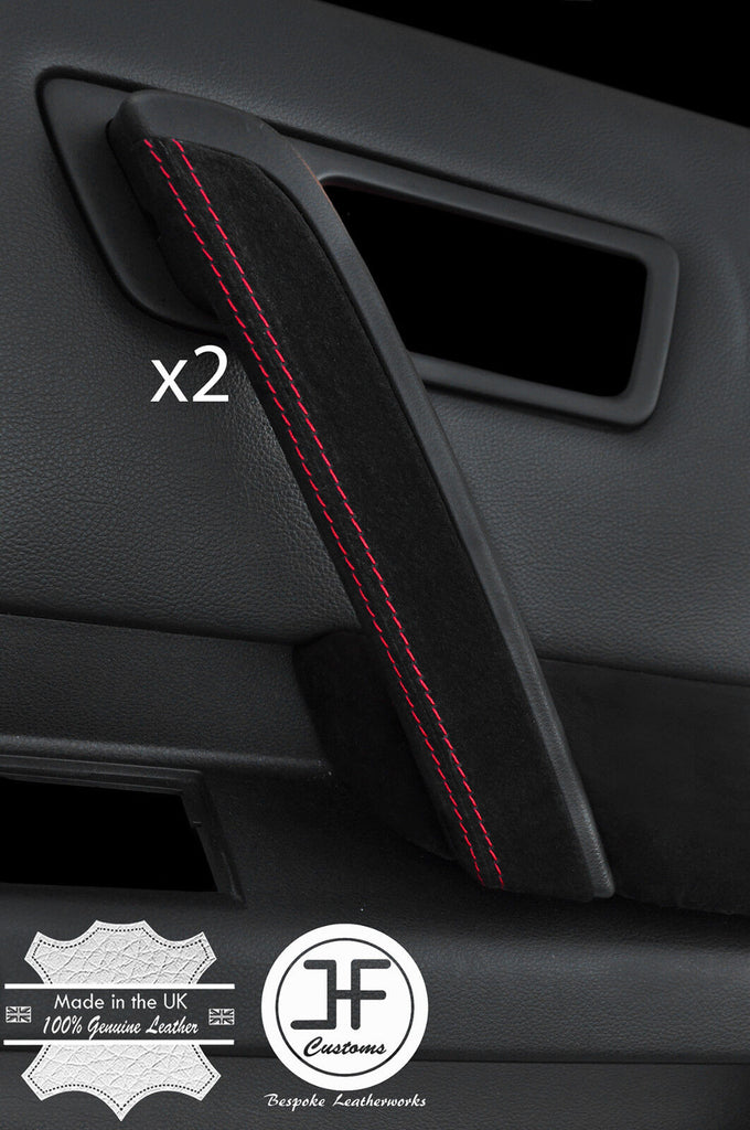 RED STITCH 2X FRONT DOOR HANDLE TRIM SUEDE COVER FOR INFINITI FX35 FX45 03-08