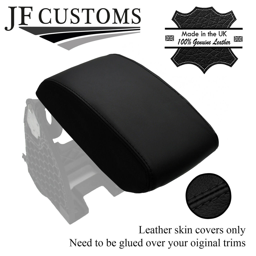 BLACK & BLACK TOP-GRAIN LEATHER ARMREST LID COVER FITS SKODA YETI 2009-2017