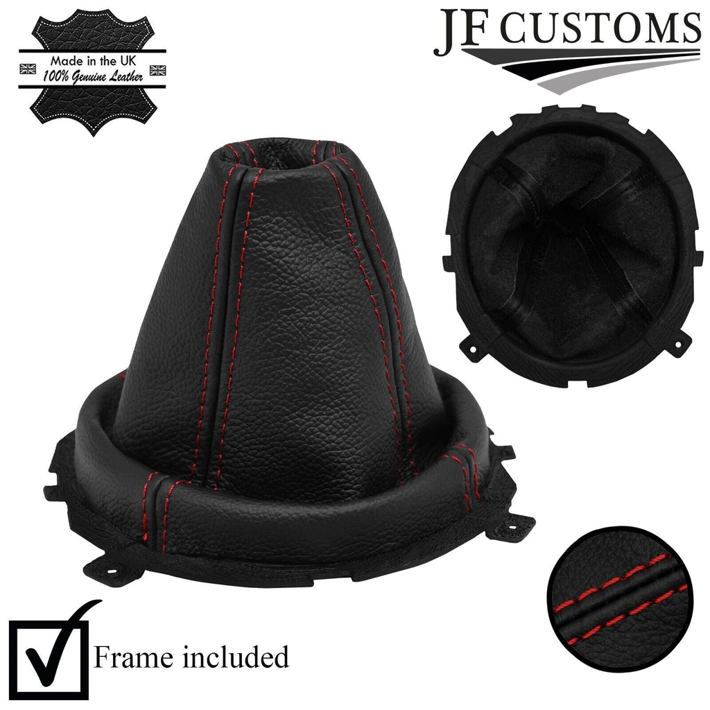 D RED STITCH LEATHER GEAR GAITER+PLASTIC FRAME FOR HYUNDAI COUPE S3 06-08