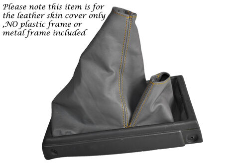 YELLOW STITCH MID GREY LEATHER MANUAL GEAR GAITERS FITS TOYOTA HILUX 2002-2005