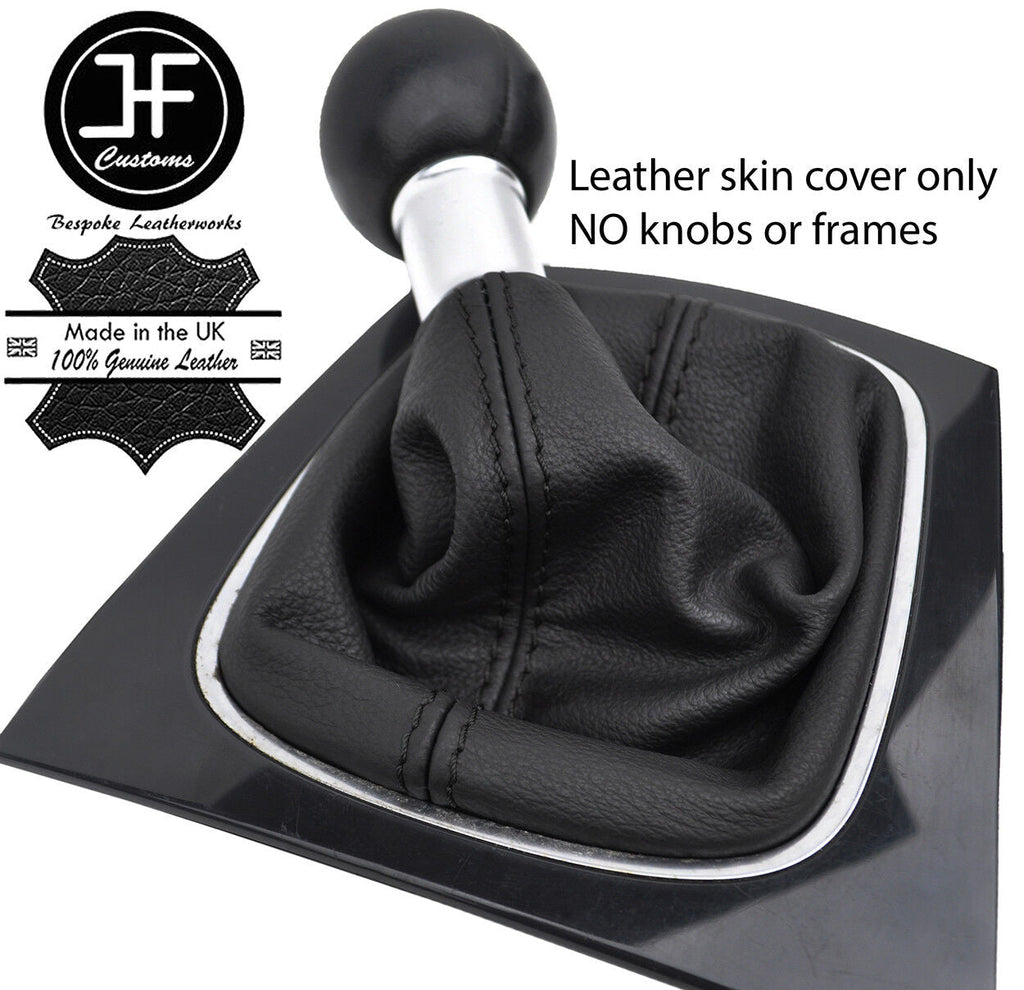 BLACK STITCHING TOP GRAIN LEATHER MANUAL GEAR GAITER FITS AUDI A3 8P 2004-2012