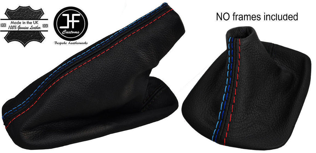 BLACK & TRI STITCH AUTOMATIC LEATHER GAITER SET FITS BMW E90 E91 E92 E93 06-12