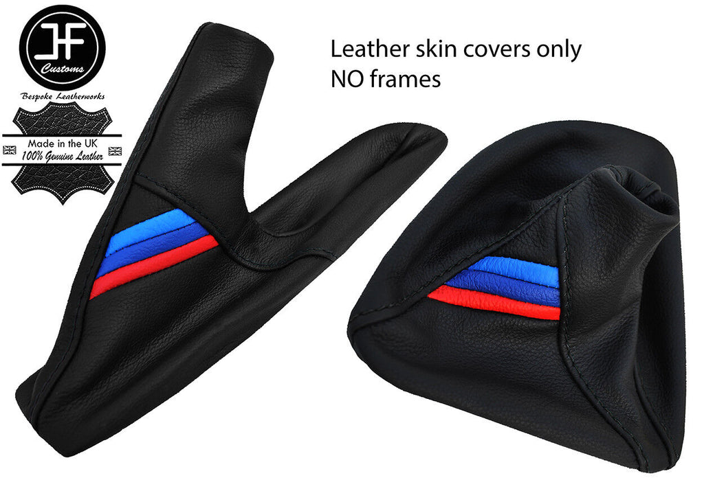 BLACK & TRI STITCH GEAR HANDBRAKE GAITER SET FITS BMW 1 SERIES E81 E82 E87 E88