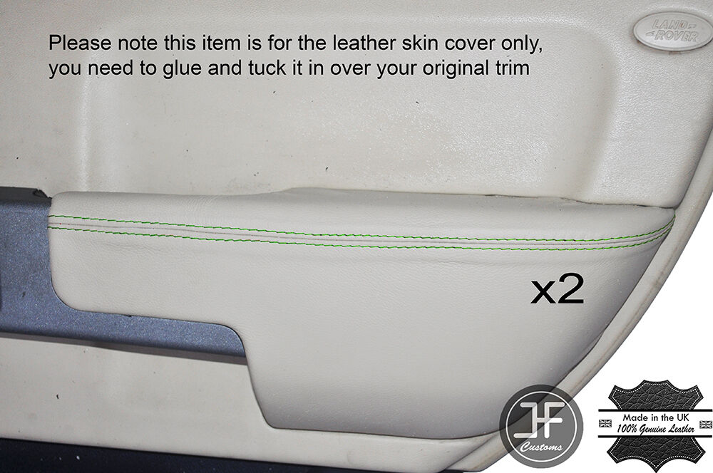 GREEN STITCH 2X REAR DOOR ARMREST MAGNOLIA COVERS FITS RANGE ROVER VOGUE L322