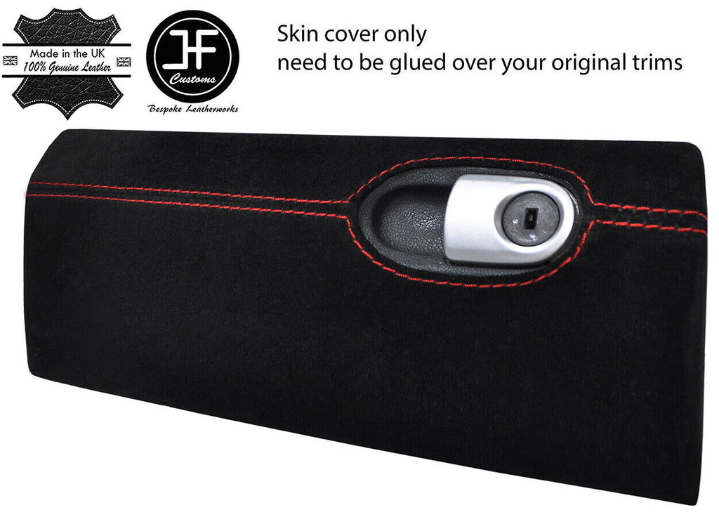 RED STITCHING GLOVE BOX REAL SUEDE COVER FITS SMART FORTWO 451 2007-2014