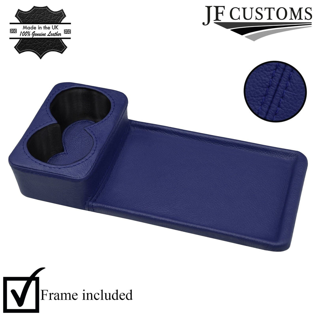 D BLUE LEATHER COVERED CONSOLE CUP HOLDER TRIM FITS MERCEDES W126 S CLASS 79-91