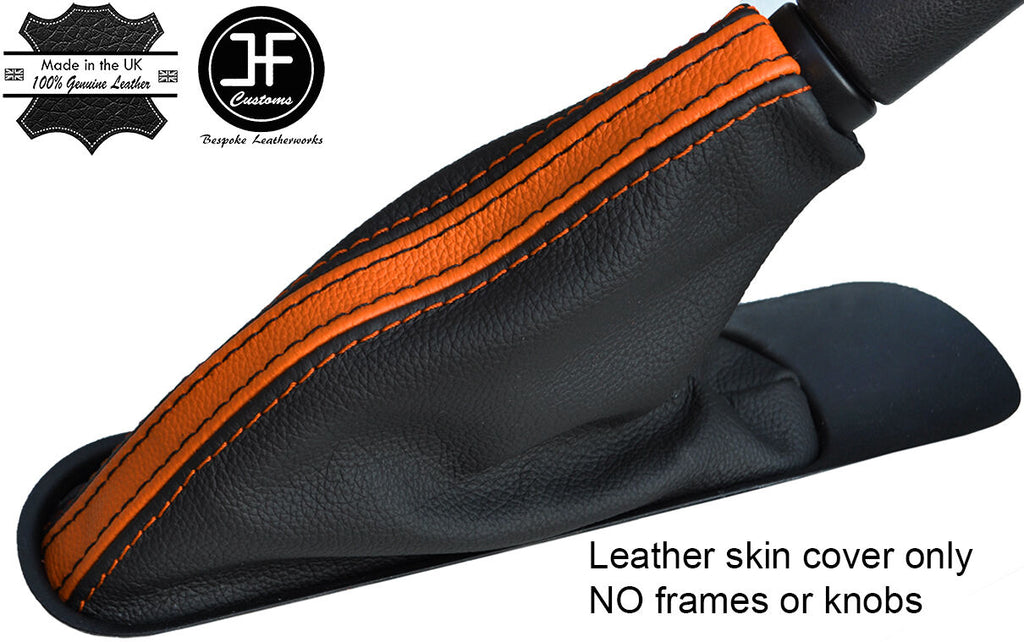 BLACK ORANGE STRIPE TOP GRAIN LEATHER HANDBRAKE GAITER FOR BMW MINI R55 R56 R57