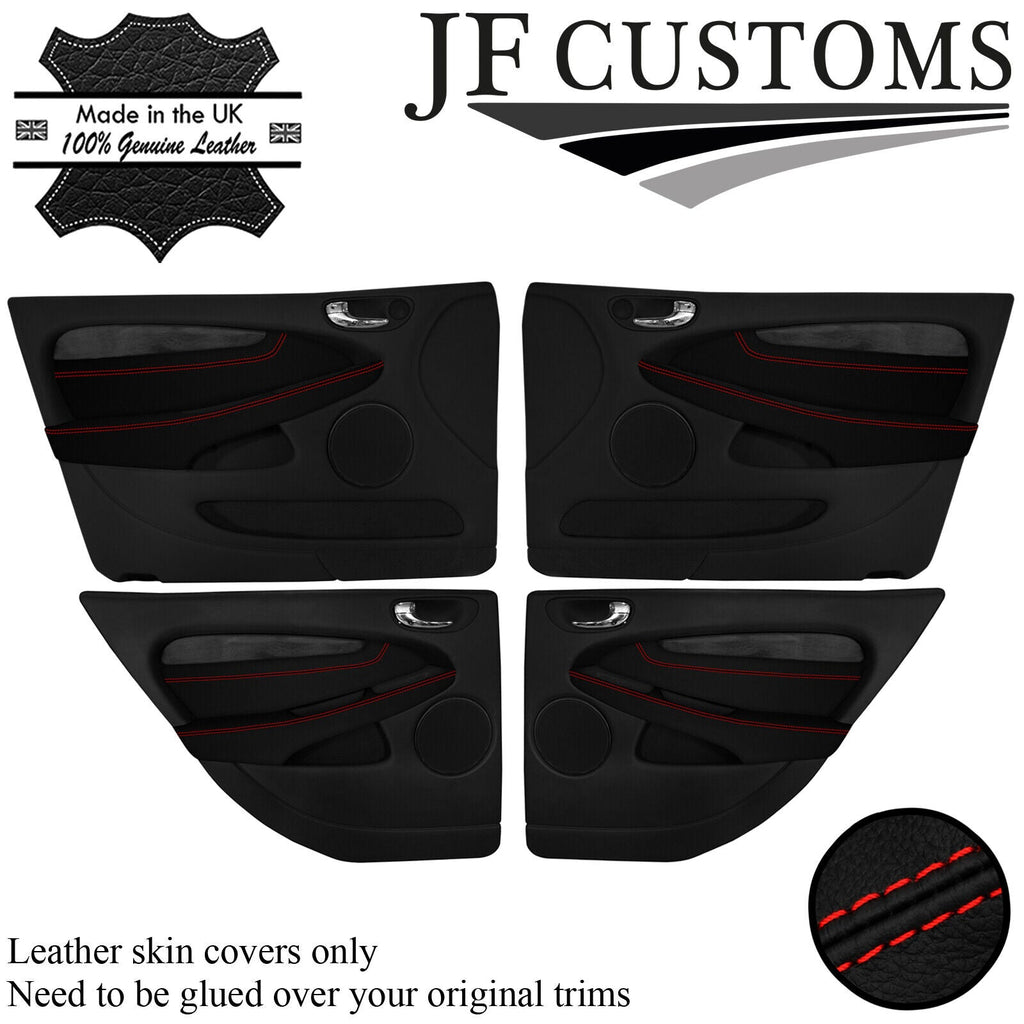 RED STITCH LEATHER 4X DOOR TRIM ARMREST COVERS FOR JAGUAR X-TYPE 01-09 JF2