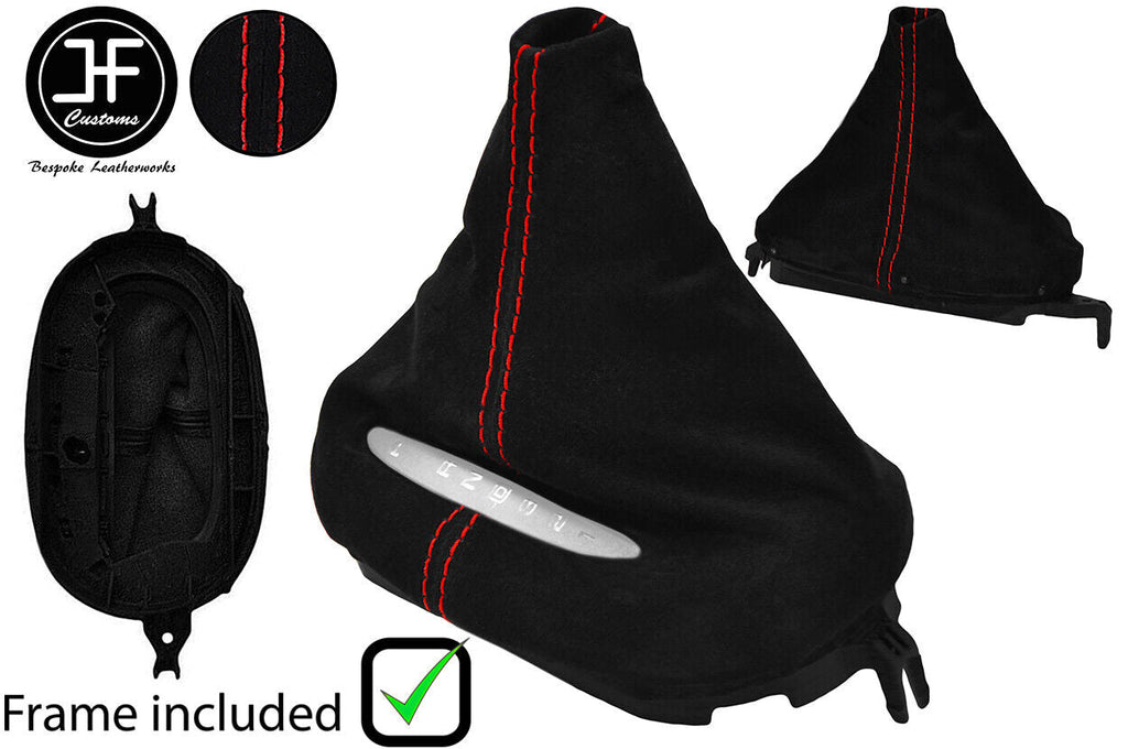 RED STITCH SUEDE AUTOMATIC GEAR + PLASTIC FRAME FOR CORVETTE C5 1997-2004