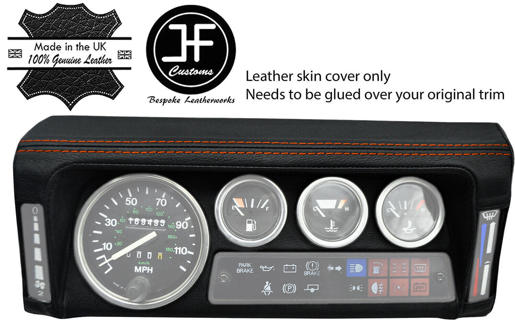 ORANGE STITCH SPEEDO SURROUND TOP GRAIN LEATHER COVER FITS DEFENDER 90 110 83-06