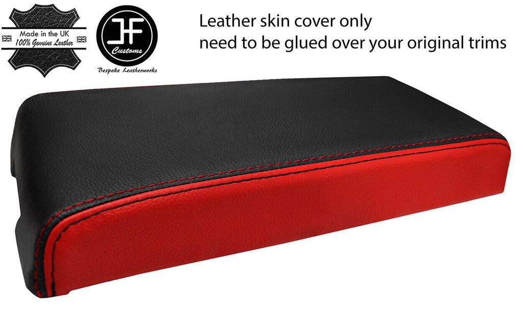 BLACK & RED 2 TONE TOP GRAIN LEATHER ARMREST COVER FITS DODGE NITRO 2007-2012