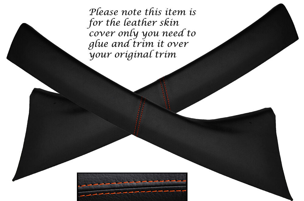 ORANGE STITCH 2X A POST PILLARS LEATHER SKIN COVERS FITS CITROEN C2 2003-2011