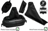 BLACK & BLACK REAL LEATHER AUTO GAITER SET+PLASTIC FRAME FOR CORVETTE C5 97-04