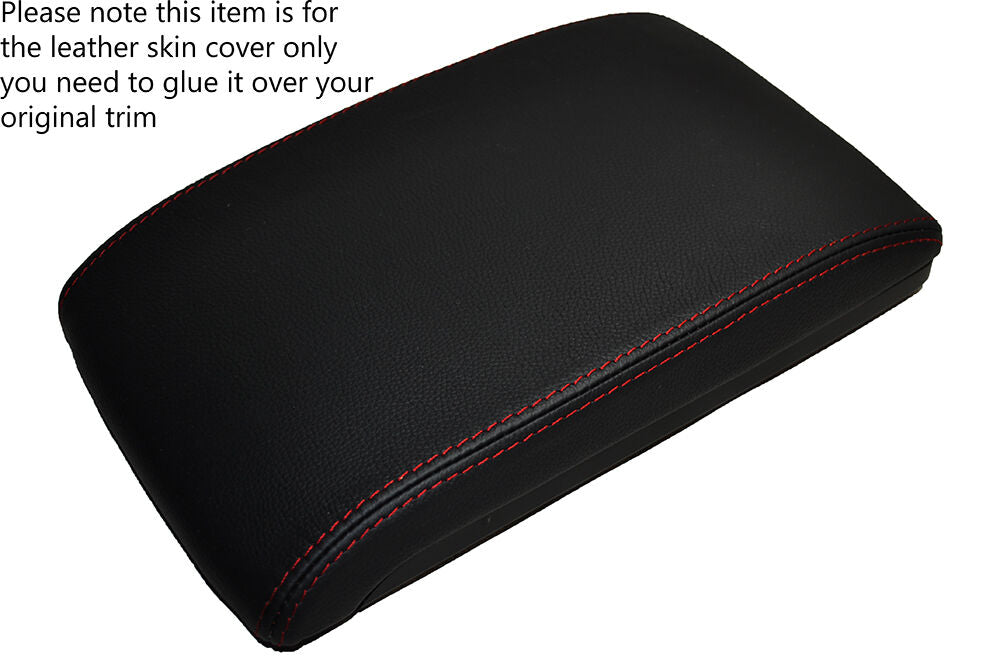 RED STITCHING LEATHER ARMREST LID SKIN COVER FITS SUBARU LEGACY 2006-2009 2L