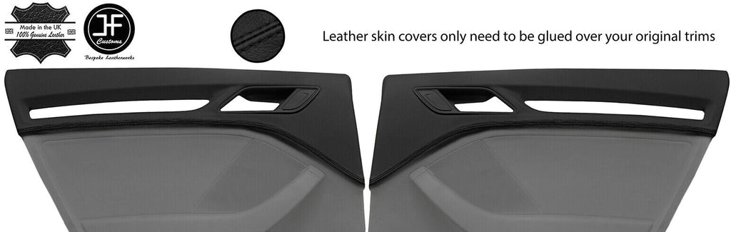 BLACK STITCH 2X REAR TOP DOOR CARD TRIM LEATHER COVERS FOR AUDI A3 8V 13-20 5DR