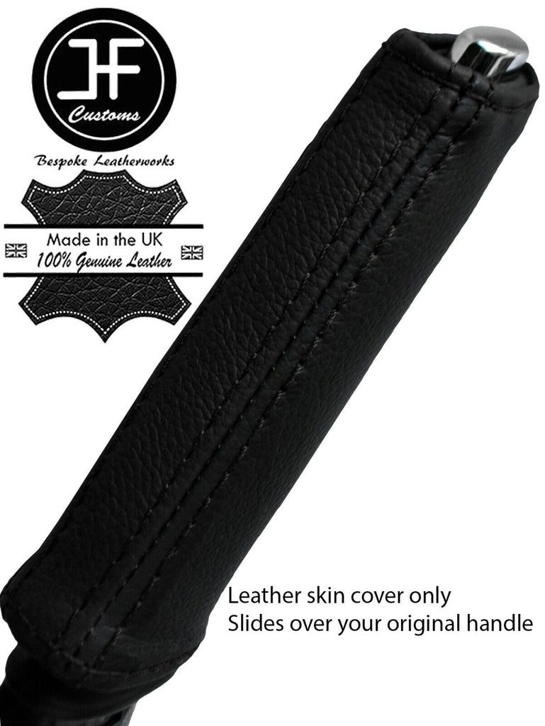 BLACK & BLACK STRIPE LEATHER HANDBRAKE HANDLE COVER FOR PEUGEOT 607 2000-2008