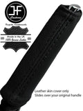 BLACK & BLACK STRIPE LEATHER HANDBRAKE HANDLE COVER FOR PEUGEOT 607 2000-2008