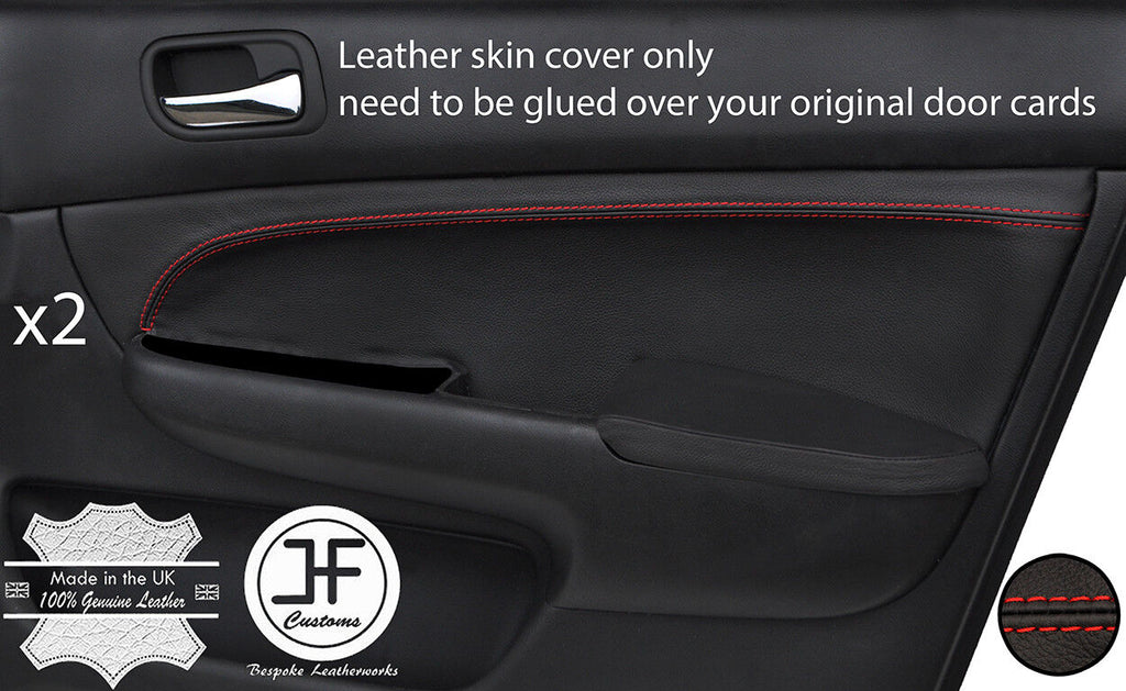 RED STITCH 2X FRONT DOOR CARD TRIM LEATHER COVER FITS HONDA ACCORD MK7 03-07
