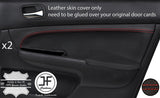RED STITCH 2X FRONT DOOR CARD TRIM LEATHER COVER FITS HONDA ACCORD MK7 03-07