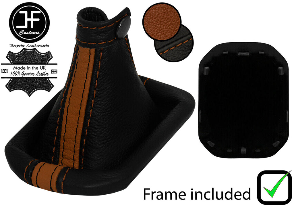 BROWN BLACK STRIPE LEATHER MANUAL GEAR + PLASTIC FRAME FOR JEEP RENEGADE 14-20