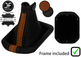 BROWN BLACK STRIPE LEATHER MANUAL GEAR + PLASTIC FRAME FOR JEEP RENEGADE 14-20