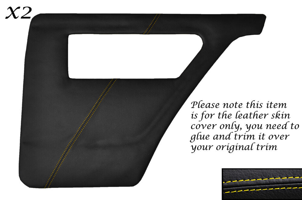 YELLOW STITCH 2X REAR DOOR CARDS LEATHER COVER FITS TALBOT SUNBEAM & LOTUS TI