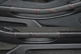 FITS BMW E39 1995-2003 red stitching 2X DOOR HANDLE COVERS BLACK LEATHER