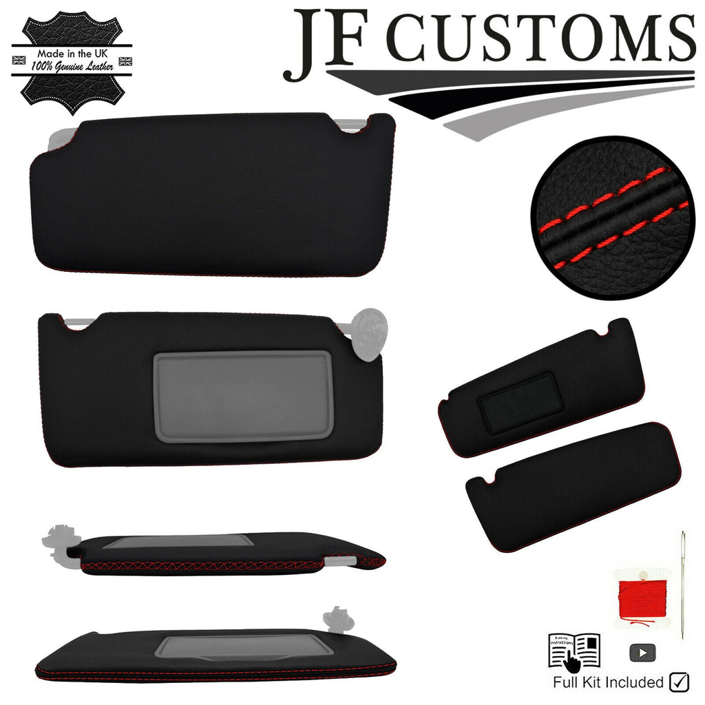 RED CROSS STITCH ITALIAN LEATHER 2X SUN VISOR COVERS FITS HONDA ACCORD 17-21