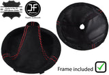 RED STITCH SUEDE MANUAL GEAR GAITER WITH PLASTIC FRAME FOR FIAT 500 2007-2015