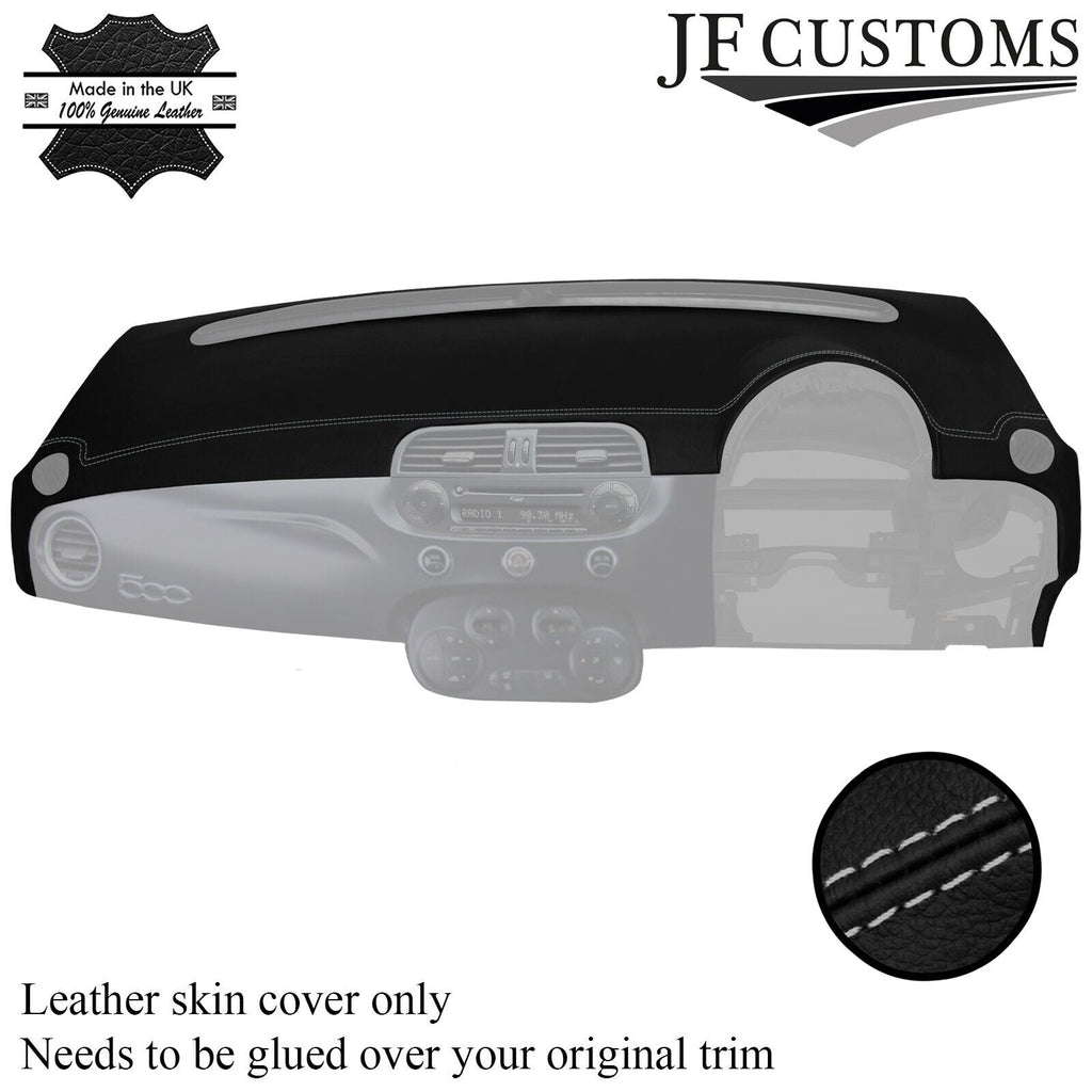 LIGHT GREY STITCH LEATHER DASH DASHBOARD COVER FITS FIAT 500 ABARTH 07-16