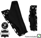 BLACK& BLACK STRIPE LEATHER HANDBRAKE GAITER+PLASTIC FRAME FOR FORD FOCUS 14-18