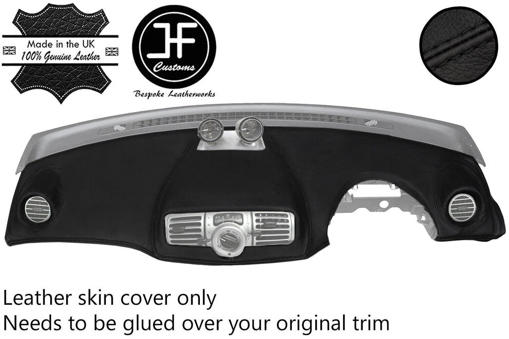 BLACK STITCH DASH DASHBOARD TOP GRAIN LEATHER COVER FOR SMART FORTWO 451 11-14