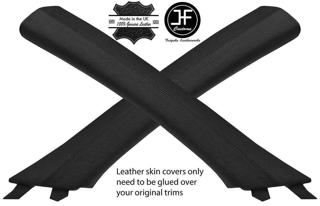 BLACK REAL LEATHER 2X A PILLAR TRIM COVERS FITS KIA STINGER 2017-2019 CUSTOM NEW