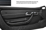 WHITE STITCH 2X FRONT DOOR CARD TRIMS SKIN COVERS FITS MERCEDES SLK R170 96-04