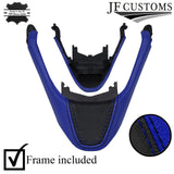 FOR MAZDA 6 MK2 08-12 R BLUE & BLACK LEATHER COVERED STEERING WHEEL TRIM + FRAME