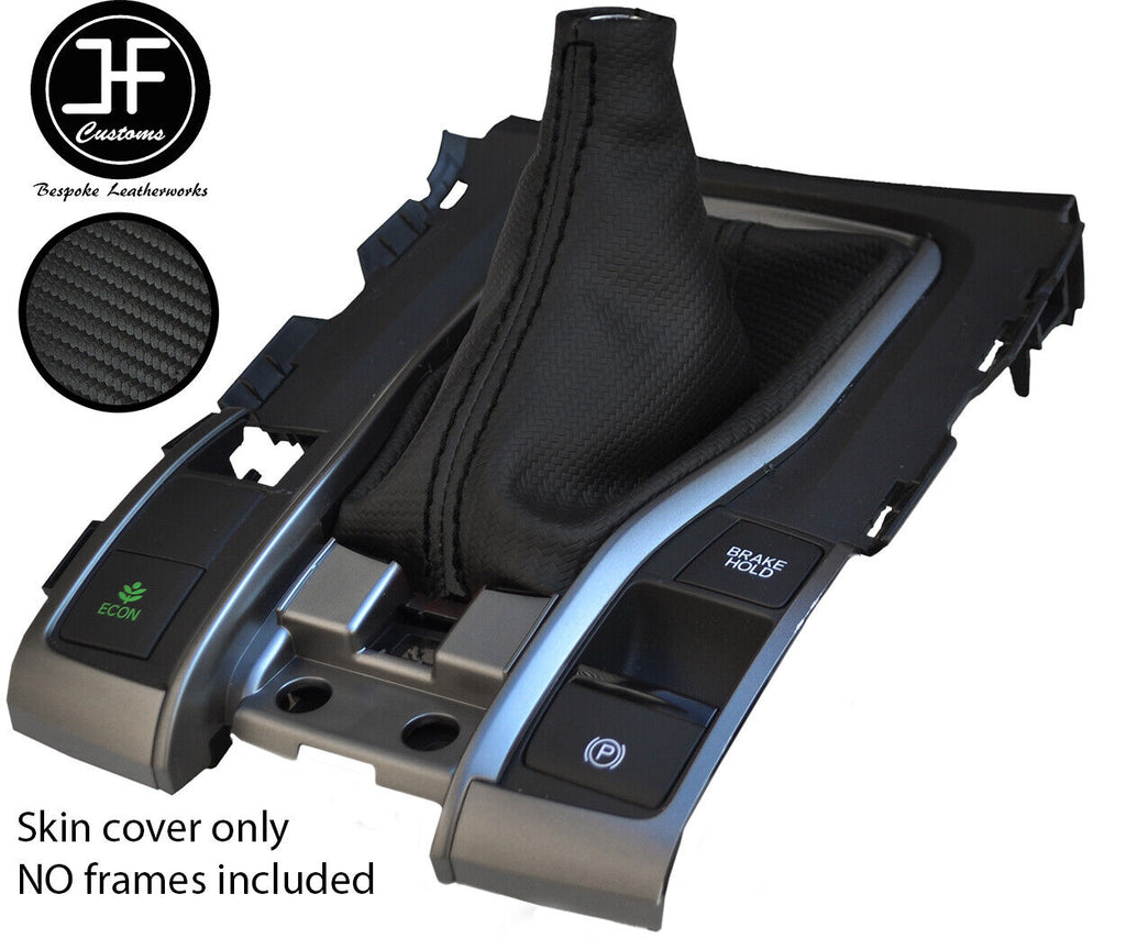 BLACK STITCH CARBON FIBER VINYL GEAR GAITER FITS HONDA CIVIC MK10 2017-2019